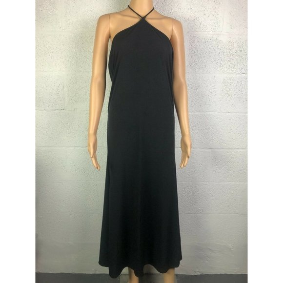 Fashion Nova All Tied Up Maxi Dress Black Strappy Halter Neck Style D51194 Sz XL - Picture 1 of 10